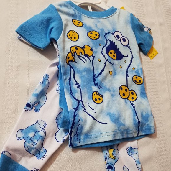 Sesame Street 12 Month 4-piece Cookie Monster Pajama Sleepwear Set NWT - Picture 2 of 4